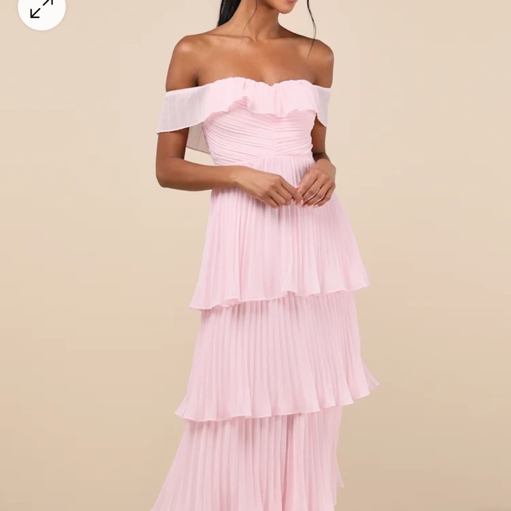 Lulu's Pink Off-Shoulder Ruffled Sundress